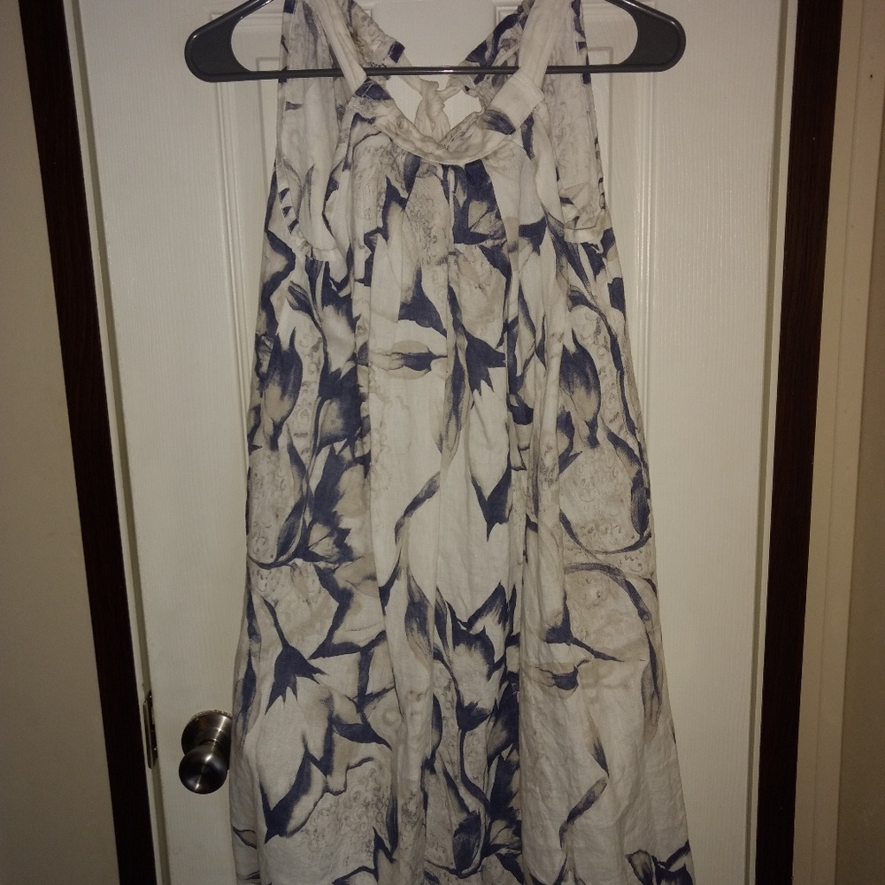 Linen Shift Dress with Back Tie Neck.  Never Worn